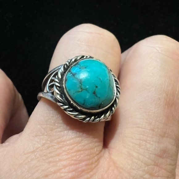 925 STERLING SILVER Turquoise Ring SIZE 7 - Picture 3 of 8